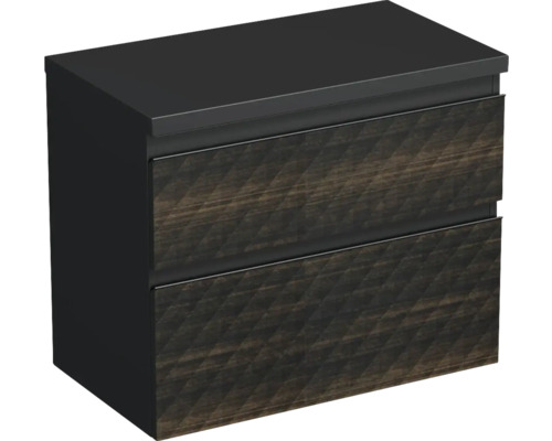 Waschtischunterschrank Jungborn TRENTA BxHxT 76.7x64.6x44.5 cm 3D-Pyramiden-Struktur schwarzbraun - Griff schwarz Waschtischunterschrank Jungborn TRENTA BxHxT 76.7x64.6x44.5 cm 3D-Pyramiden-Struktur schwarzbraun - Griff schwarz
