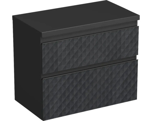 Waschtischunterschrank Jungborn TRENTA BxHxT 76.7x64.6x44.5 cm 3D-Pyramiden-Struktur schwarz - Griff schwarz Waschtischunterschrank Jungborn TRENTA BxHxT 76.7x64.6x44.5 cm 3D-Pyramiden-Struktur schwarz - Griff schwarz