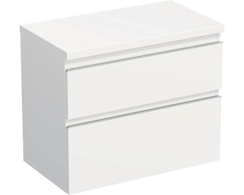 Meuble sous-vasque Jungborn TRENTA lxhxp 76.7x64.6x44.5 cm blanc mat - poignée argent