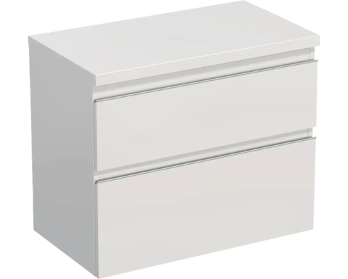 Meuble sous-vasque Jungborn TRENTA lxhxp 76.7x64.6x44.5 cm blanc brillant - poignée argent