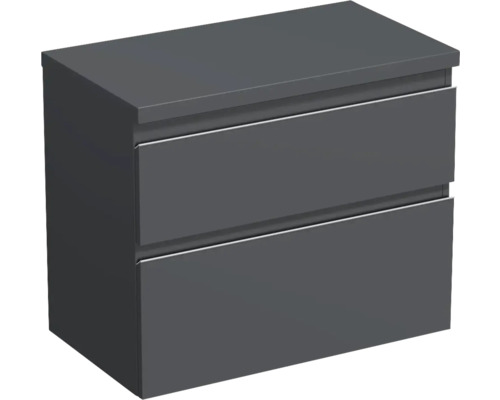 Meuble sous-vasque Jungborn TRENTA lxhxp 76.7x64.6x44.5 cm anthracite mat - poignée argent