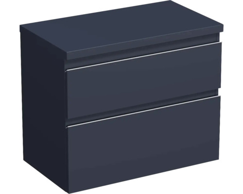 Meuble sous-vasque Jungborn TRENTA lxhxp 76.7x64.6x44.5 cm bleu marine mat - poignée argent