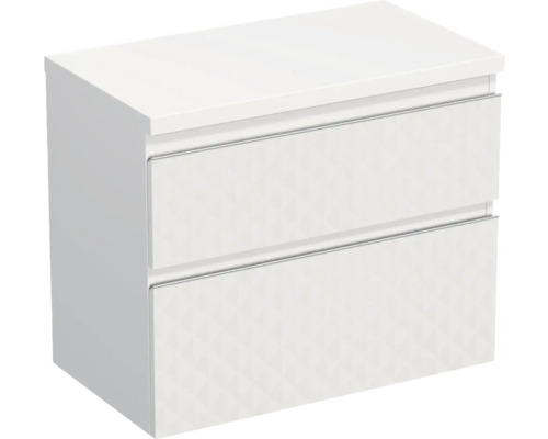 Waschtischunterschrank Jungborn TRENTA BxHxT 76.7x64.6x44.5 cm 3D-Pyramiden-Struktur weiss - Griff silber Waschtischunterschrank Jungborn TRENTA BxHxT 76.7x64.6x44.5 cm 3D-Pyramiden-Struktur weiss - Griff silber