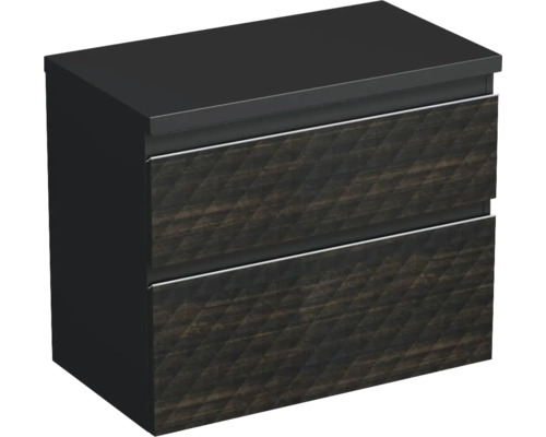 Waschtischunterschrank Jungborn TRENTA BxHxT 76.7x64.6x44.5 cm 3D-Pyramiden-Struktur schwarzbraun - Griff silber Waschtischunterschrank Jungborn TRENTA BxHxT 76.7x64.6x44.5 cm 3D-Pyramiden-Struktur schwarzbraun - Griff silber