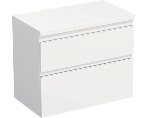 Meuble sous-vasque Jungborn TRENTA lxhxp 76.7x64.6x44.5 cm blanc mat - poignée blanche