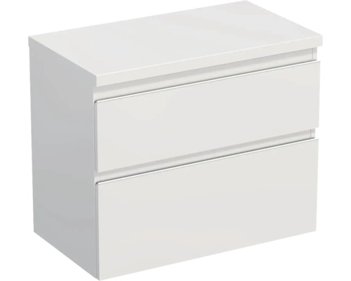 Meuble sous-vasque Jungborn TRENTA lxhxp 76.7x64.6x44.5 cm blanc brillant - poignée blanche