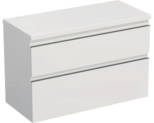 Meuble sous-vasque Jungborn TRENTA lxhxp 96.7x64.6x44.5 cm blanc brillant - poignée noire