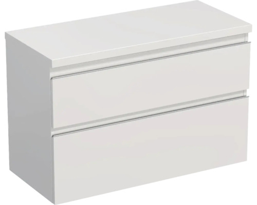 Meuble sous-vasque Jungborn TRENTA lxhxp 96.7x64.6x44.5 cm blanc brillant - poignée argent