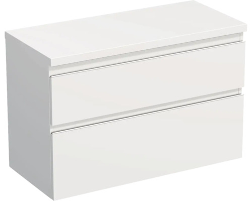 Meuble sous-vasque Jungborn TRENTA lxhxp 96.7x64.6x44.5 cm blanc mat - poignée blanche
