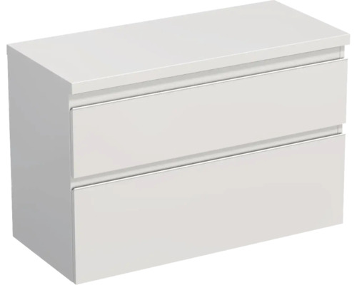 Meuble sous-vasque Jungborn TRENTA lxhxp 96.7x64.6x44.5 cm blanc brillant - poignée blanche