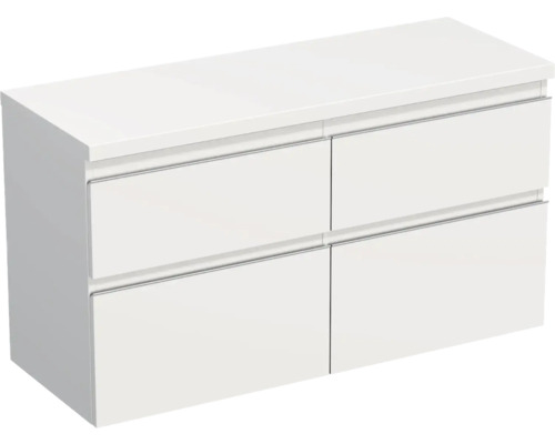 Meuble sous-vasque Jungborn TRENTA lxhxp 116.7x64.6x44.5 cm blanc mat - poignée argent