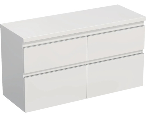 Meuble sous-vasque Jungborn TRENTA lxhxp 116.7x64.6x44.5 cm blanc brillant - poignée argent