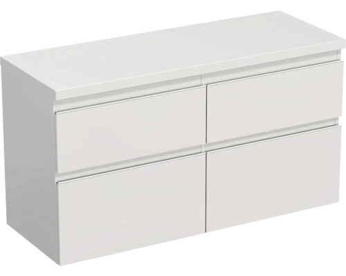 Meuble sous-vasque Jungborn TRENTA lxhxp 116.7x64.6x44.5 cm blanc brillant - poignée blanche