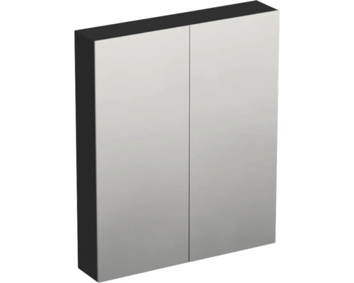Spiegelschrank Jungborn TRENTA BxHxT 60x72x14.4 cm 3D-Pyramiden-Struktur schwarzbraun Spiegelschrank mit zwei Türen für das Badezimmer