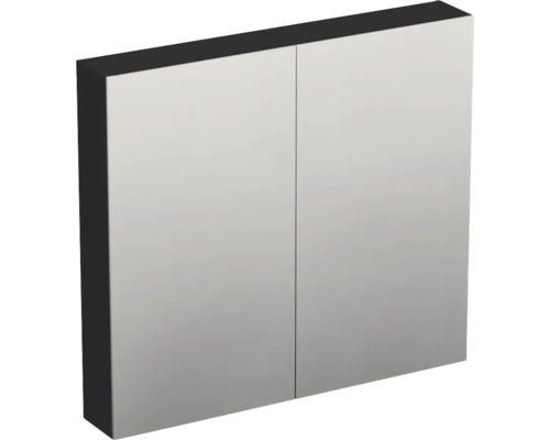 Spiegelschrank Jungborn TRENTA BxHxT 80x72x14.4 cm 3D-Streifen-Struktur schwarz
