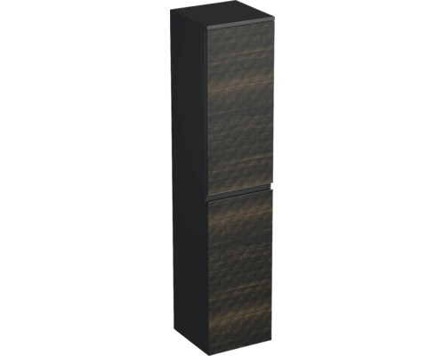 Hochschrank Jungborn TRENTA links BxHxT 35x161.8x35 cm 3D-Pyramiden-Struktur schwarzbraun - Griff schwarz