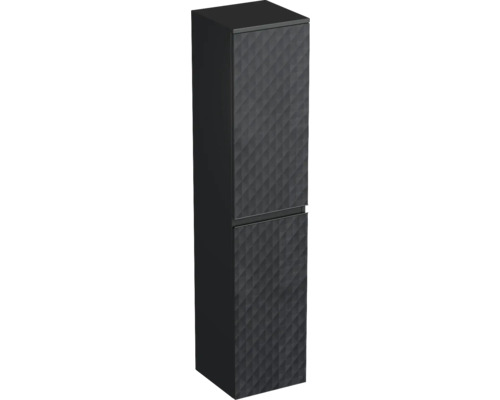 Hochschrank Jungborn TRENTA links BxHxT 35x161.8x35 cm 3D-Pyramiden-Struktur schwarz - Griff schwarz