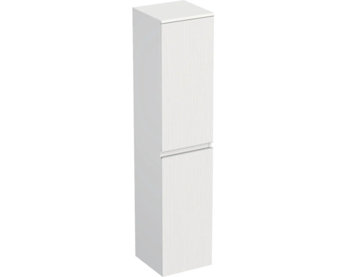 Hochschrank Jungborn TRENTA links BxHxT 35x161.8x35 cm 3D-Streifen-Struktur weiss - Griff silber