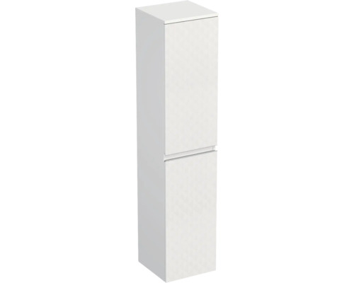 Hochschrank Jungborn TRENTA links BxHxT 35x161.8x35 cm 3D-Pyramiden-Struktur weiss - Griff silber