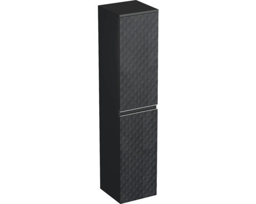 Hochschrank Jungborn TRENTA links BxHxT 35x161.8x35 cm 3D-Pyramiden-Struktur schwarz - Griff silber