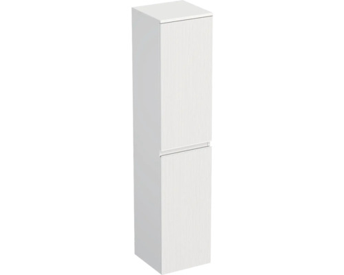 Meuble haut Jungborn TRENTA gauche lxhxp 35x161.8x35 cm structure rayures 3D blanc - poignée blanche