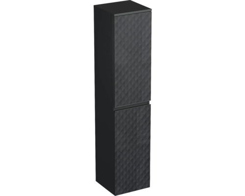 Hochschrank Jungborn TRENTA rechts BxHxT 35x161.8x35 cm 3D-Pyramiden-Struktur schwarz - Griff schwarz