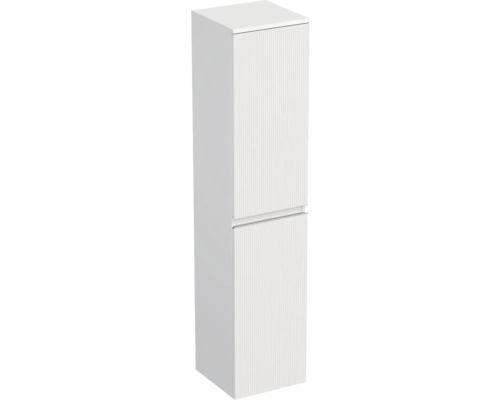 Hochschrank Jungborn TRENTA rechts BxHxT 35x161.8x35 cm 3D-Streifen-Struktur weiss - Griff silber