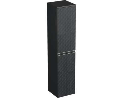 Hochschrank Jungborn TRENTA rechts BxHxT 35x161.8x35 cm 3D-Pyramiden-Struktur schwarz - Griff silber