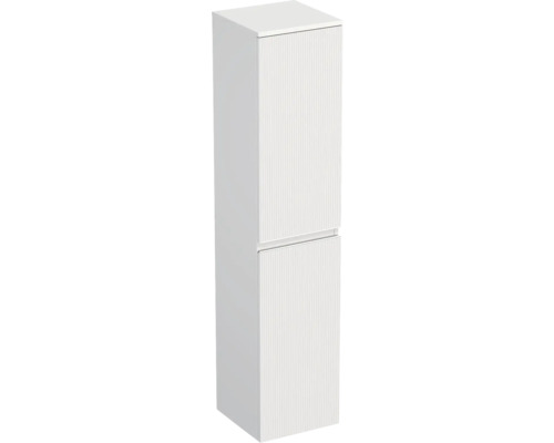 Meuble haut Jungborn TRENTA droite lxhxp 35x161.8x35 cm structure rayures 3D blanc - poignée blanche