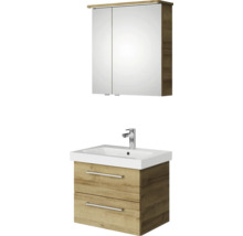 Ensemble de salle de bains avec meuble sous-lavabo, lavabo et armoire de toilette
