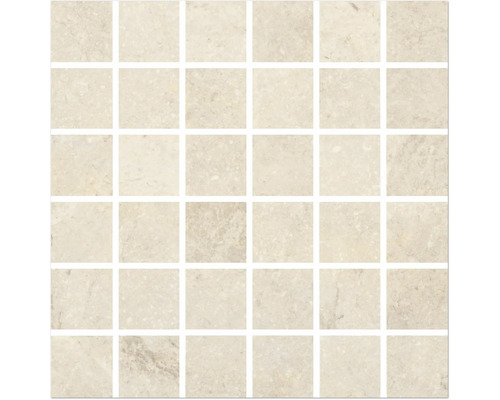 Feinsteinzeugmosaik Wells cream poliert 30x30 cm Quadratische Mosaikfliese aus Steinzeug