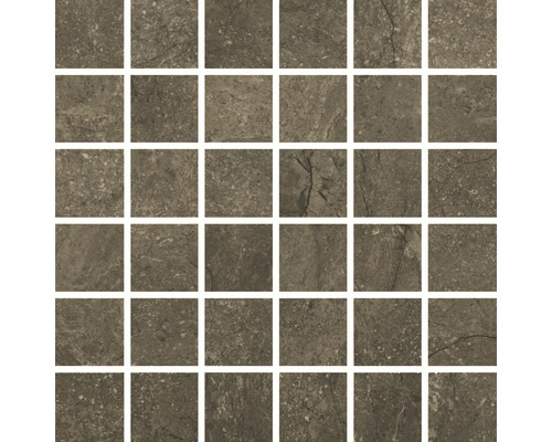 Feinsteinzeugmosaik Wells moka poliert 30x30 cm Mosaikfliese aus Steinzeug