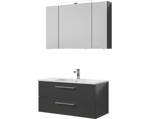 Ensemble de meubles de salle de bains pelipal Sunline 121 110x200x46 cm anthracite 3 pièces