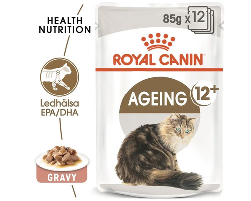 Aliment pour chat Royal Canin Ageing 12 plus en sachet de 85 grammes, lot de 12