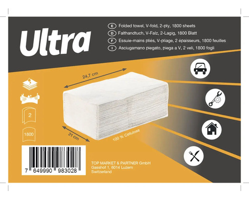 Papiertücher Ultra 2-Lagig 1800 Blatt weiss