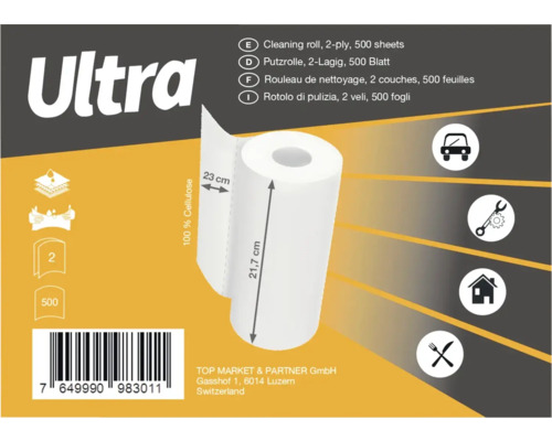 Papiertücher Ultra 2-Lagig 500 Blatt weiss