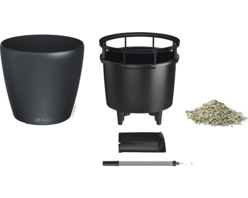Ensemble complet de bac à plantes Lechuza avec insert, substrat et indicateur de niveau d''eau