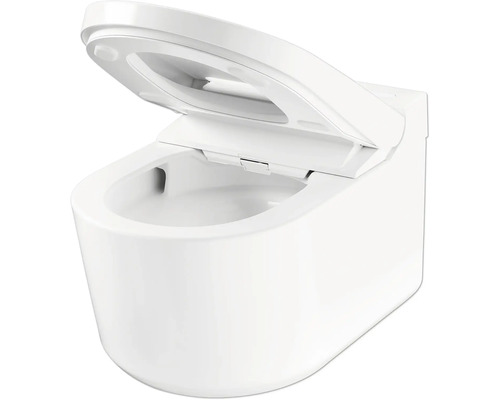 WC japonais Grohe Quickfix Sensia cuvette à fond creux sans bride avec douchette intime avec aspiration des odeurs blanc brillant avec revêtement avec abattant 36507SH0