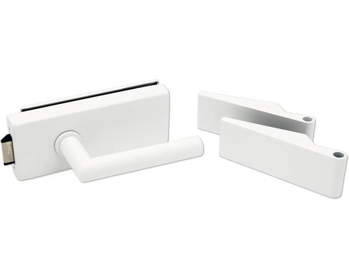 Ferrure de porte vitrée Pertura Studio Loki UV alu revêtu par poudre blanc Ensemble de ferrures en verre intégral pour portes intérieures