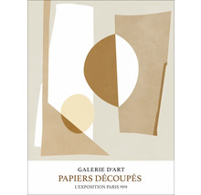 Affiche artistique avec des formes géométriques et le texte ''Galerie d''Art Papiers Découpés L''Exposition Paris 1919''