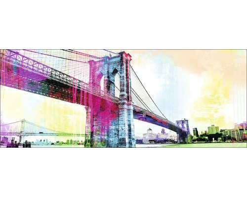 Tableau en verre Brooklyn Bridge In Colors 125x50 cm