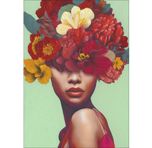 Peinture d''une femme avec une coiffe florale