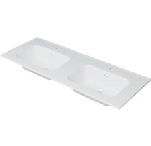 Double meuble-lavabo 121x47 cm céramique blanc-thumb-1