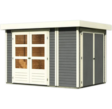 Abri de jardin avec double porte et porte latérale