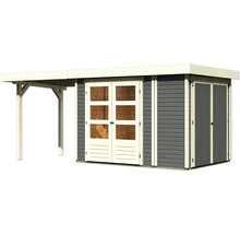 Gartenhaus Karibu Karola 2 mit Schleppdach 2,4 m inkl. Anbauschrank 542 x 238 cm terragrau