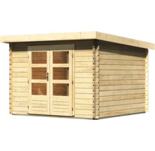 Holzgartenhaus mit Doppeltür und Fenstern
