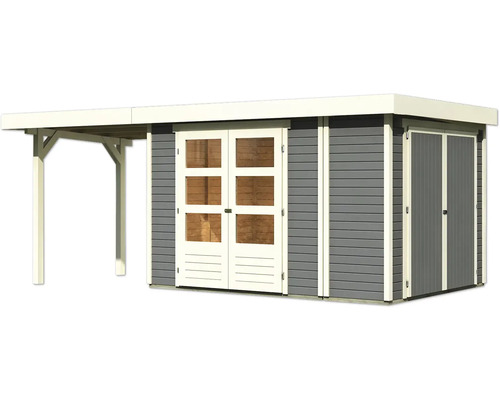 Abri de jardin avec porte double et annexe