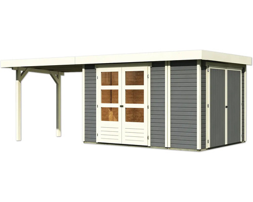 Abri de jardin avec porte double et annexe