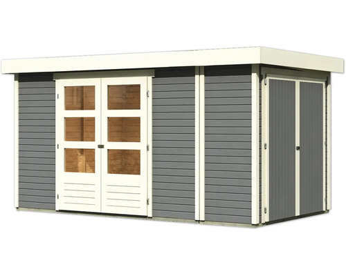 Abri de jardin avec double porte et toit plat