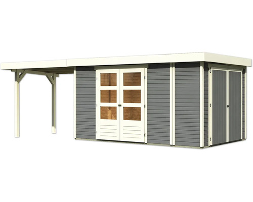 Abri de jardin avec annexe et porte double